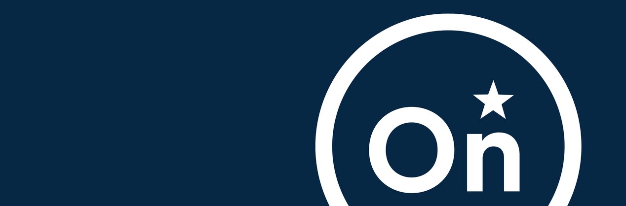 OnStar logo on a dark blue background.