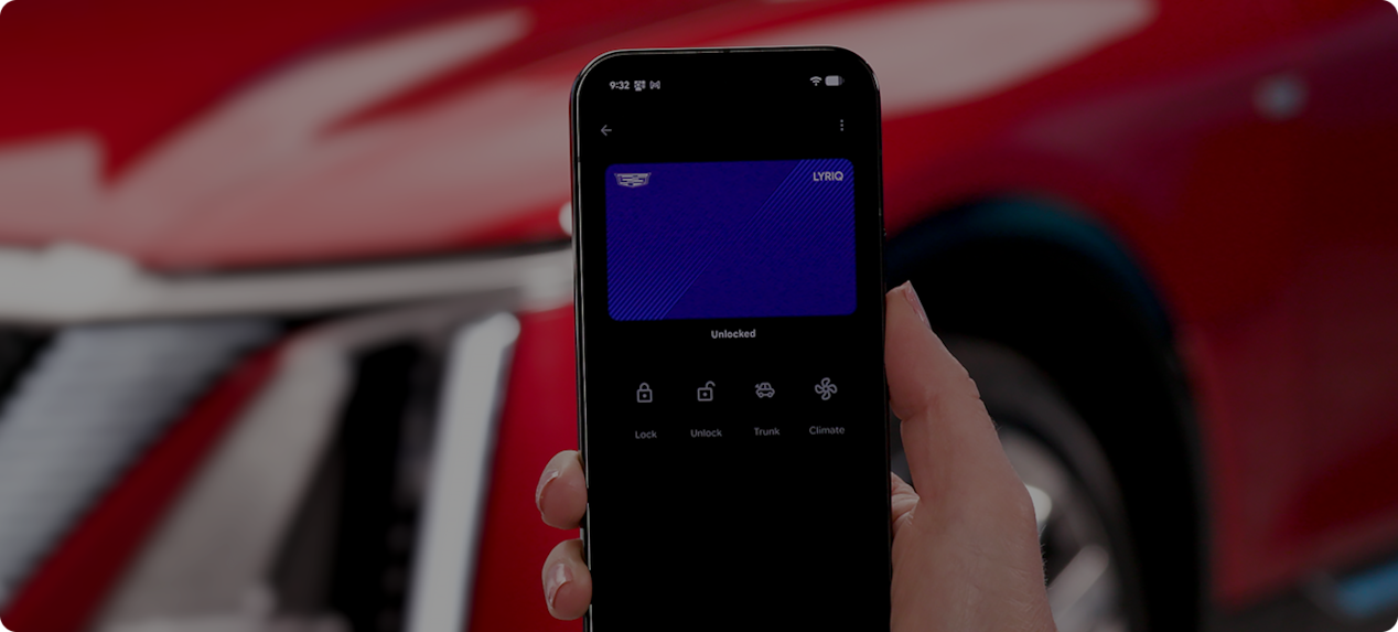 Appareil mobile affichant l’interface OnStar Digital Key, permettant l’accès et les contrôles à distance du véhicule.