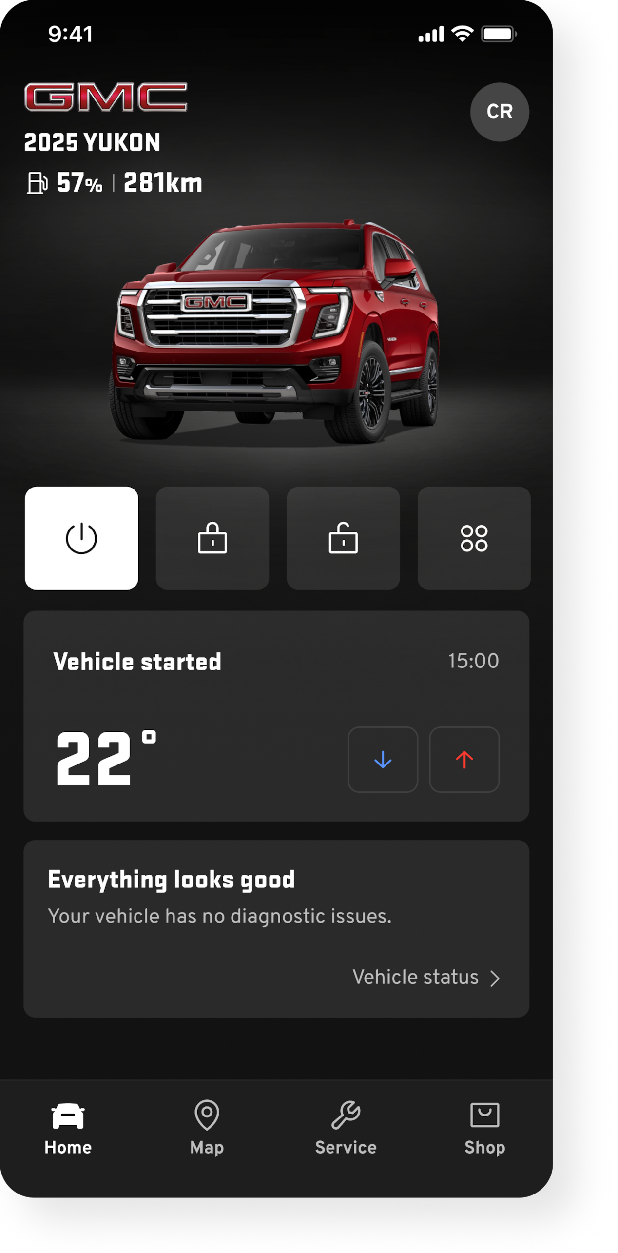 Remote Start feature available on OnStar's vehicle mobile app.