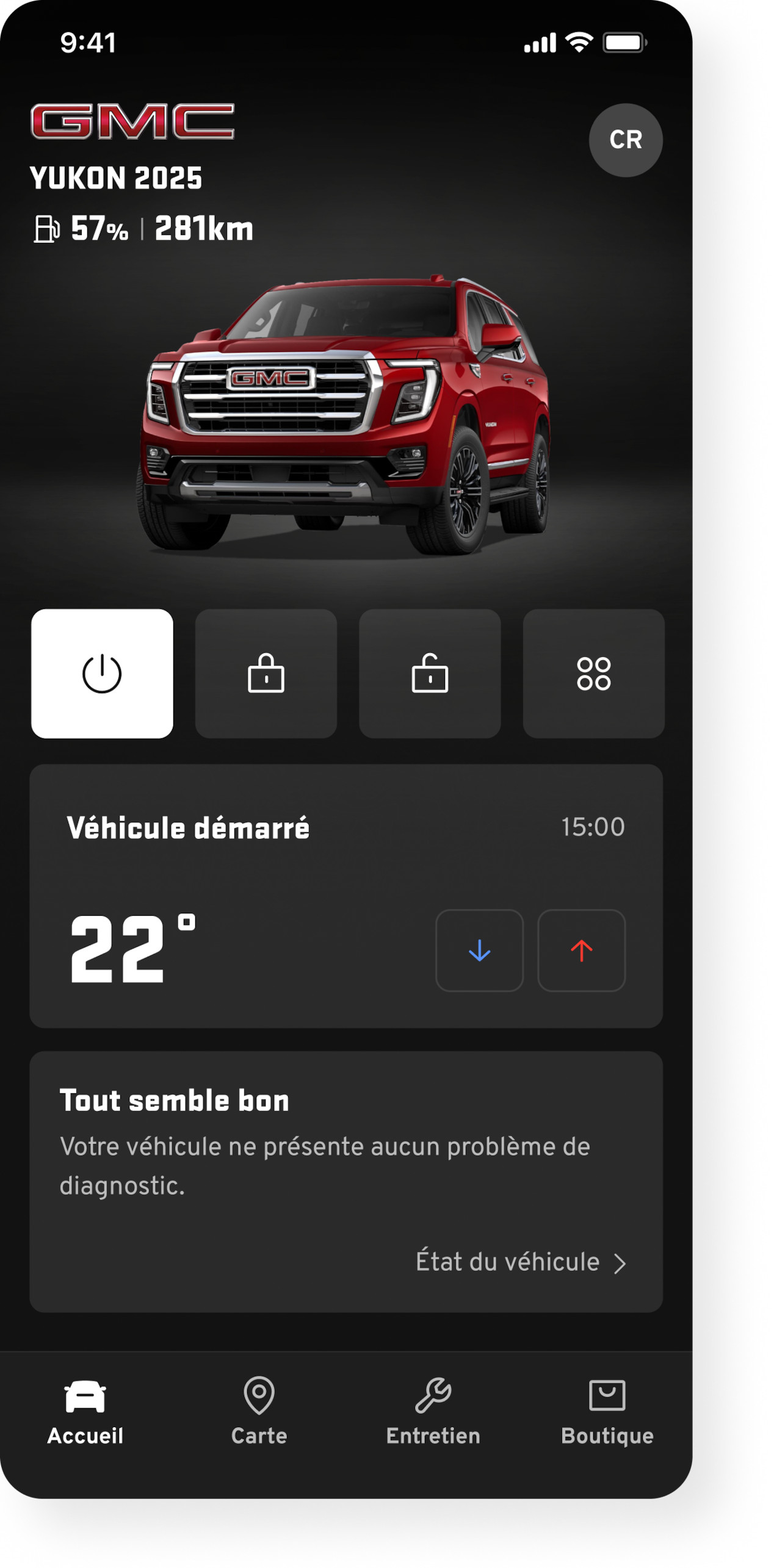 Remote Start feature available on OnStar's vehicle mobile app.
