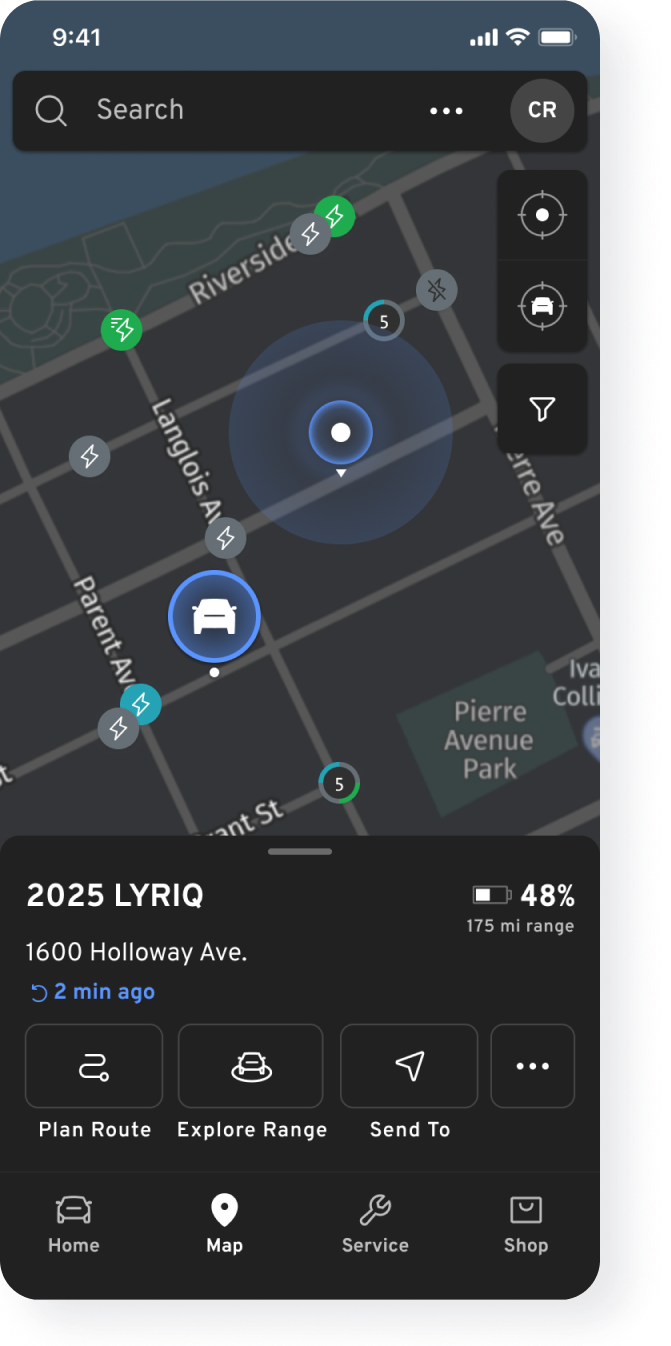 Find My Vehicle feature available on OnStar's vehicle mobile app.