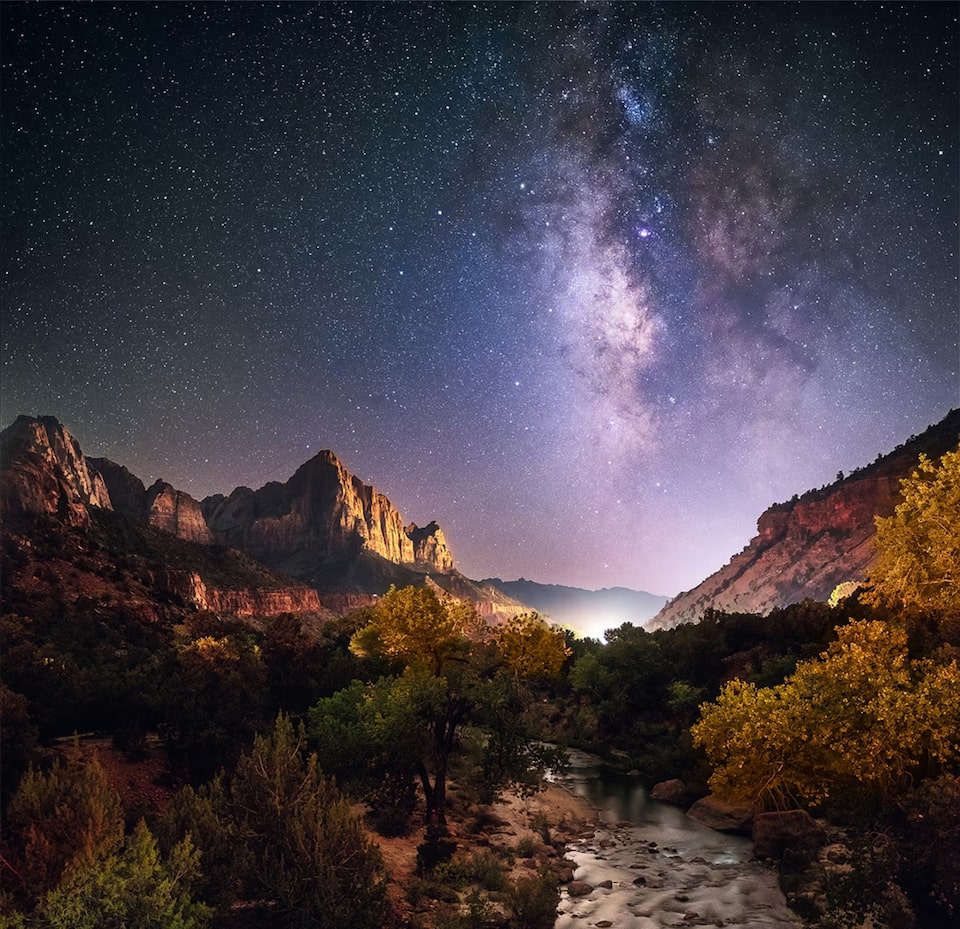 Scenic overview of bright night sky full of stars in a Dark Sky Place.